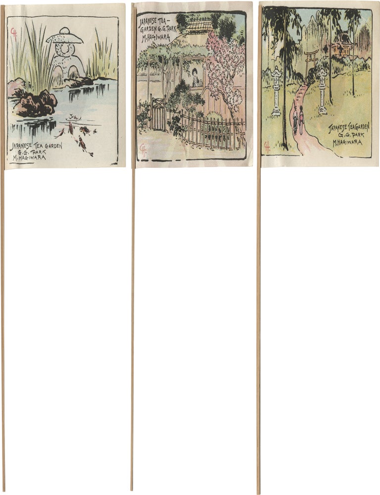 Book #152275] Three flag souvenirs from the Japanese Tea Garden in San Francisco. Japanese Tea...