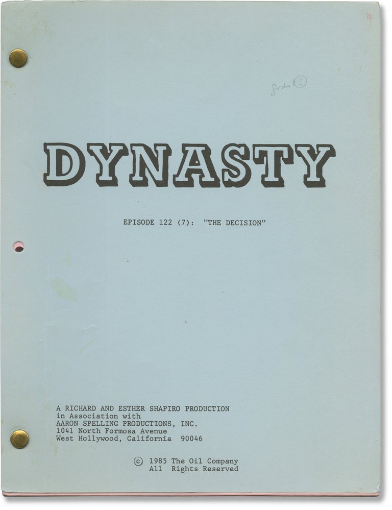 [Book #152501] Dynasty: The Decision. Linda Evans John Forsythe, Pamela Bellwood, Pamela Sue Martin, Gwen Arner, Robert Seidenberg, starring, director, screenwriter.