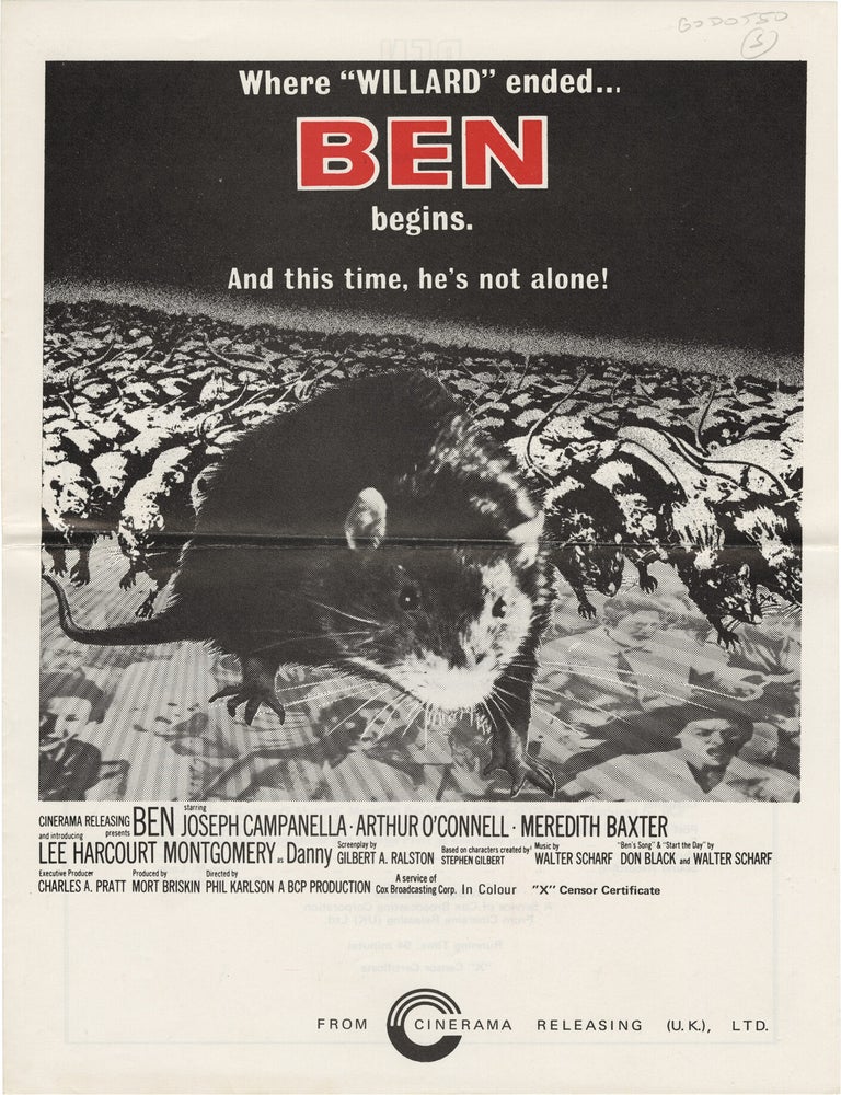 Book #152522] Ben (Collection of promotional materials for the 1972 film). Phil Karlson, Gilbert...