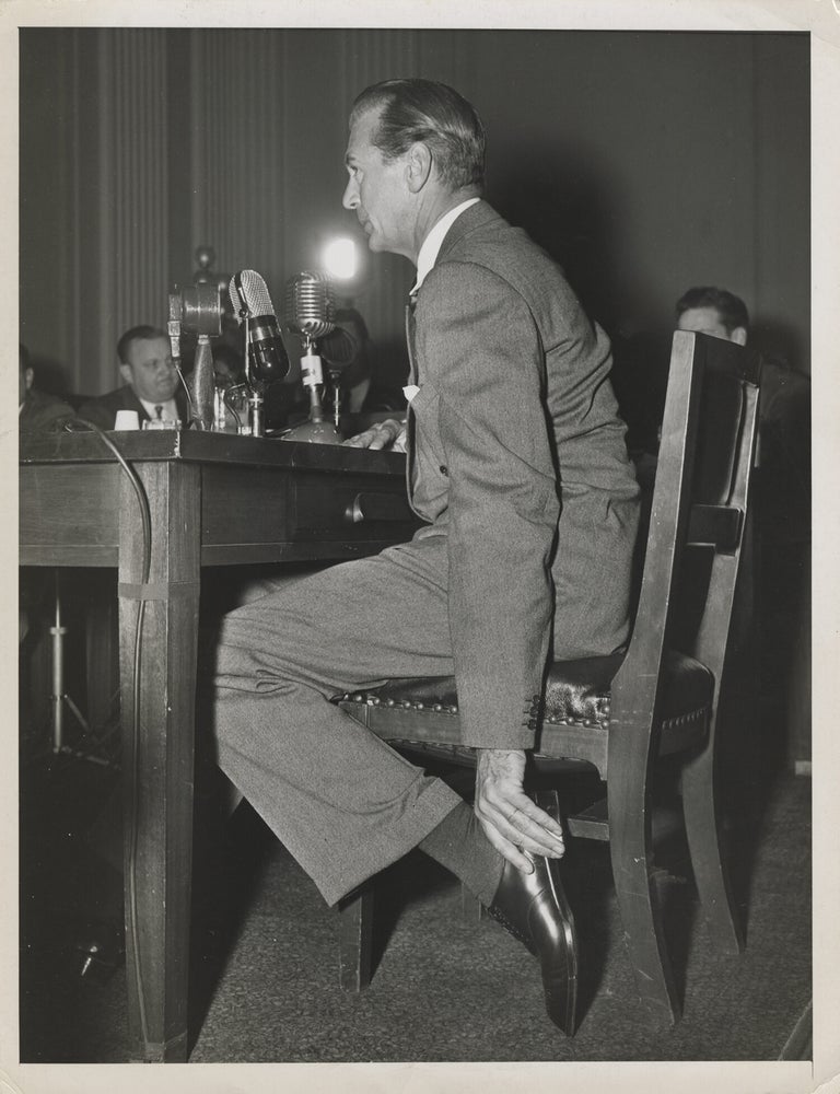 Two original photographs of Gary Cooper testifying before HUAC, 1947