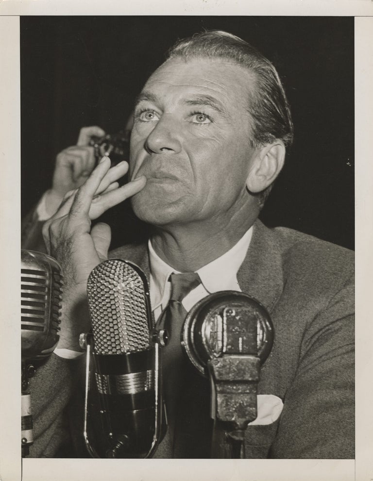 Two original photographs of Gary Cooper testifying before HUAC, 1947