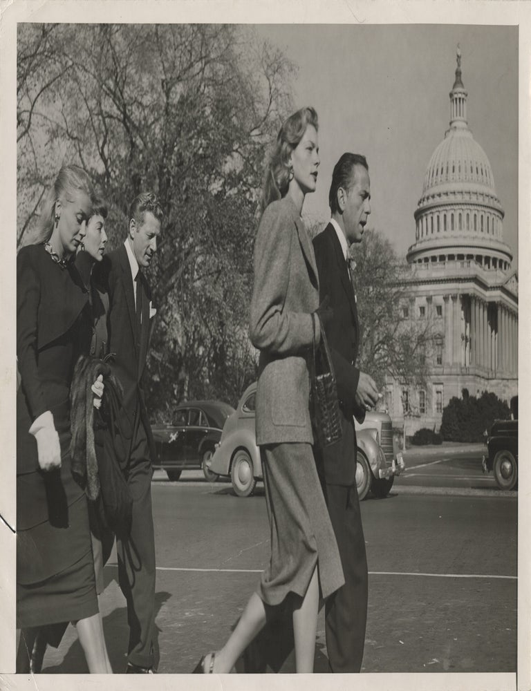 Original photograph of Humphrey Bogart, Lauren Bacall, June Havoc, Evelyn Keyes, and Danny Kaye...