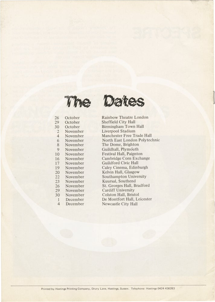 Tangerine Dream: Original program for the band's first UK tour