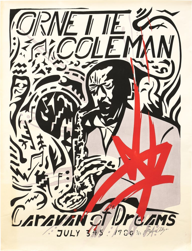Book #152804] Original poster for a concert at the Caravan of Dreams, 1986. Ornette Coleman,...