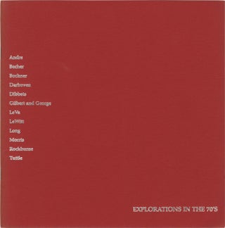 Book #153527] Explorations in the 70's (First Edition). Bernd Carl Andre, Mel Bochner Hilla...
