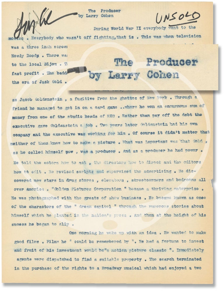 Archive of typescript draft materials for four unproduced television series: Play Ball, The Adventures of the Dude, The Producer, Cannonball