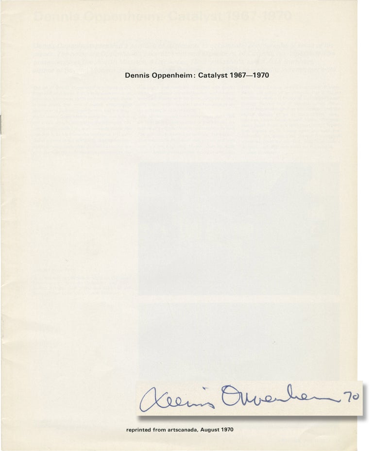 [Book #154107] Dennis Oppenheim: Catalyst 1967-1970. Dennis Oppenheim, Jack Burnham, text.