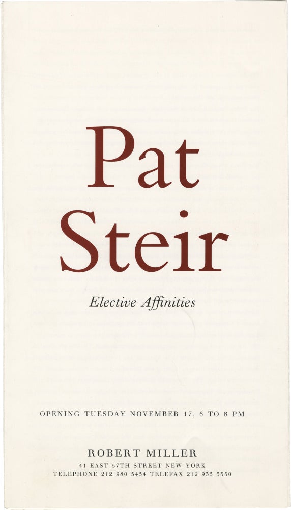 [Book #154119] Pat Steir: Elective Affinities. Brooks Adams Pat Steir, conversation.