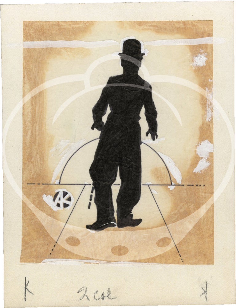 Three original drawings of Charlie Chaplin onstage, circa 1940s