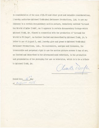 Book #154161] Typed letter from Michael Todd Jr. to Charles Boyer and signed production contract...