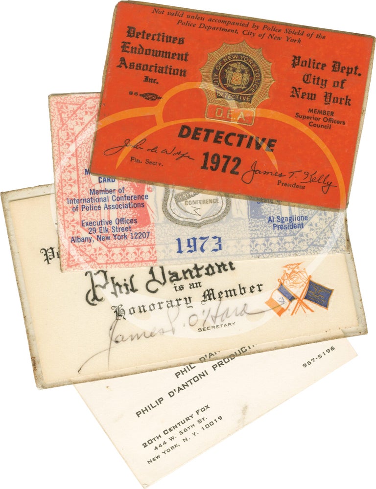 Archive of memorabilia relating to the filming of "The French Connection," 1971, and "The Seven-Ups," 1973, belonging to Philip D'Antoni
