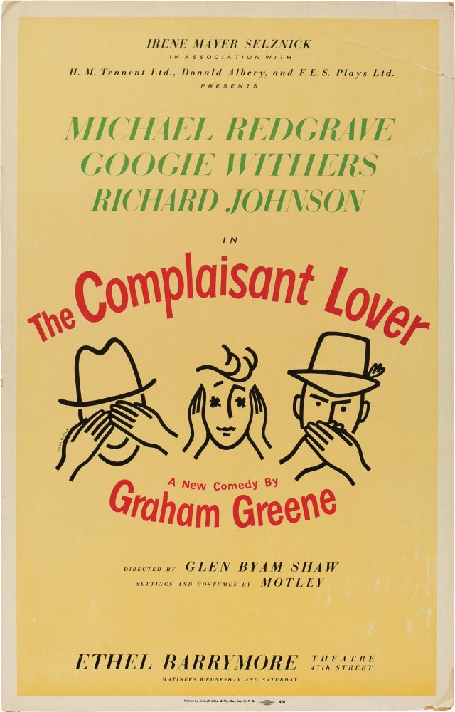 Book #154444] The Complaisant Lover (Original poster for the 1961 Broadway play). Michael...