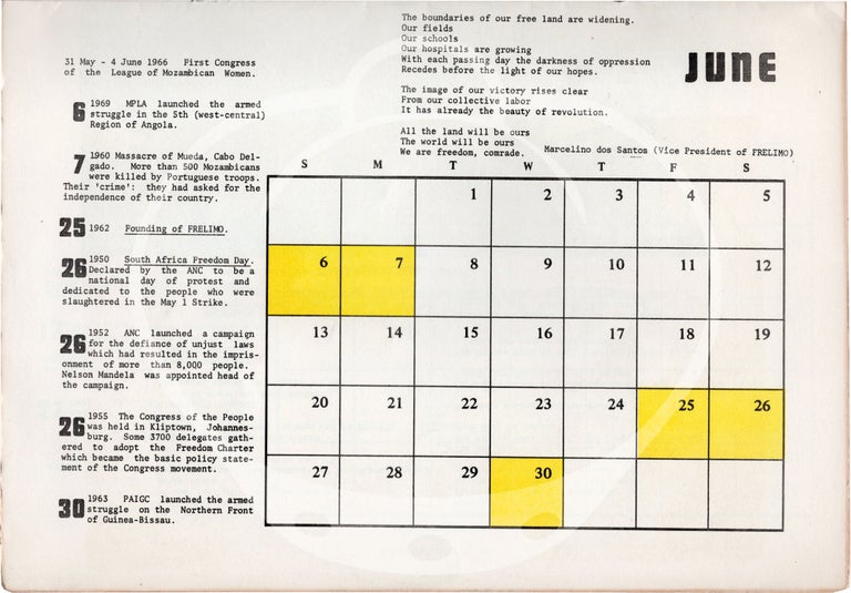 Africa 1971 Liberation Calendar