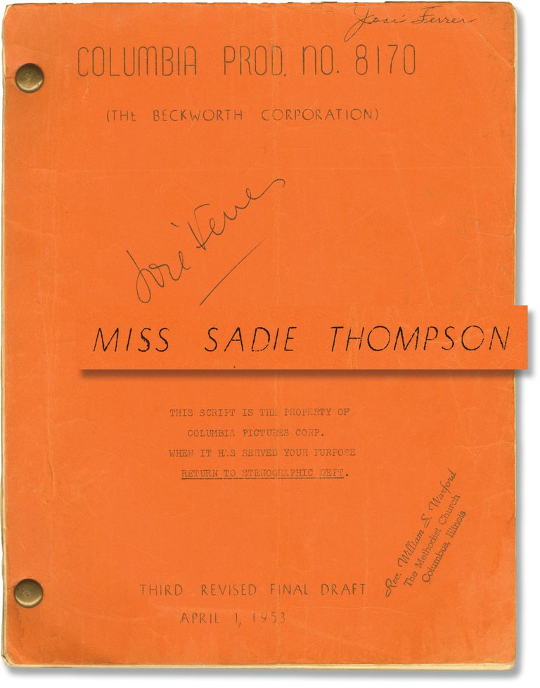 Book #154478] Miss Sadie Thompson (Original screenplay for the 1953 film, actor Jose Ferrer's...