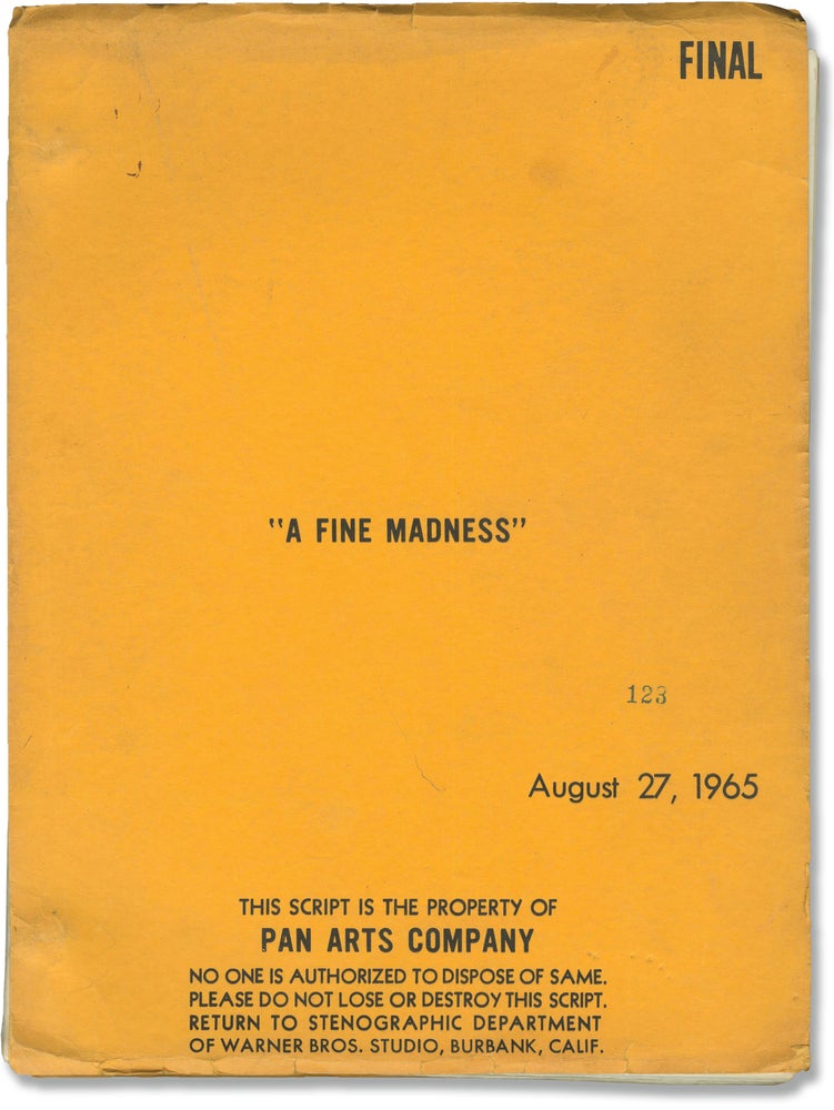 [Book #154691] A Fine Madness. Irvin Kershner, Elliott Baker, Joanne Woodward Sean Connery, Jean Seberg, director, screenwriter novel, starring.