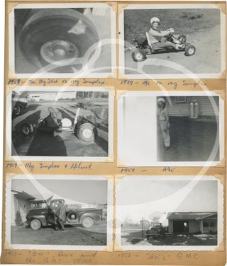 Original vernacular photograph album documenting the vehicle ownership history of Greg Wildrick of Peru, Indiana, 1955-1966
