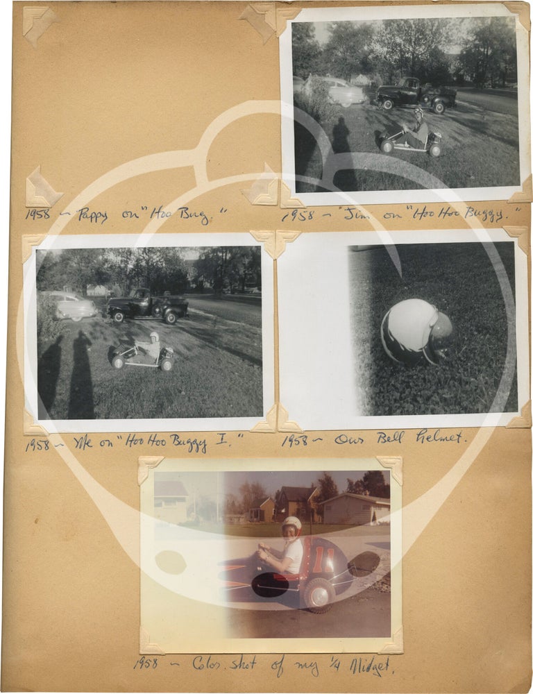 Original vernacular photograph album documenting the vehicle ownership history of Greg Wildrick of Peru, Indiana, 1955-1966