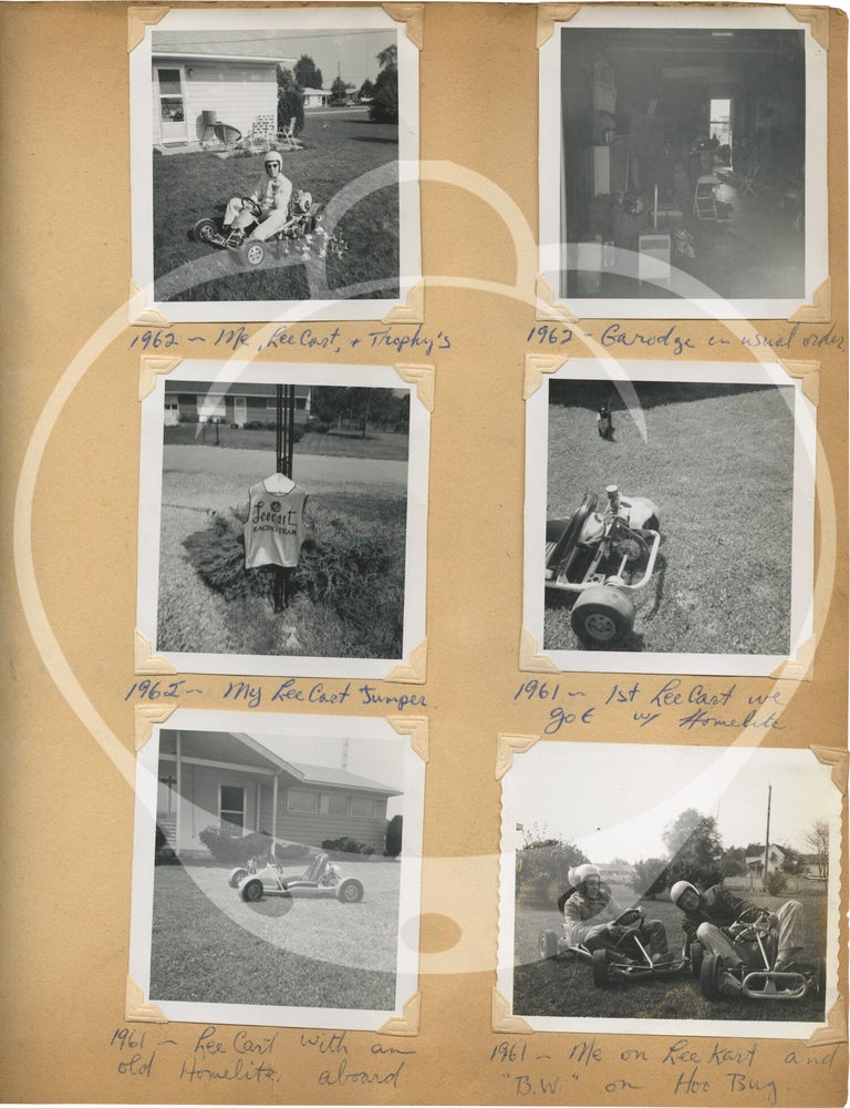 Original vernacular photograph album documenting the vehicle ownership history of Greg Wildrick of Peru, Indiana, 1955-1966