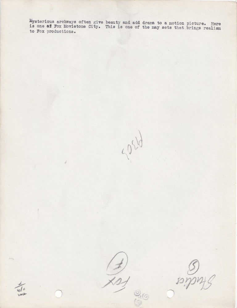 Three original keybook photographs taken at Fox Movietone City, circa 1930s