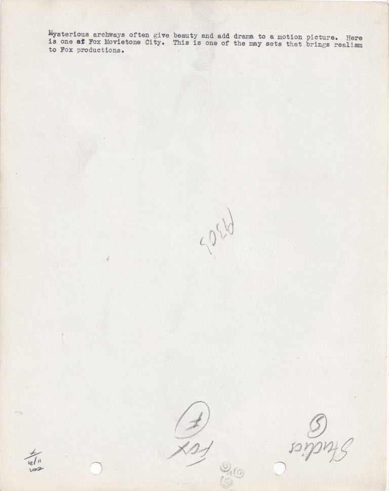 Three original keybook photographs taken at Fox Movietone City, circa 1930s