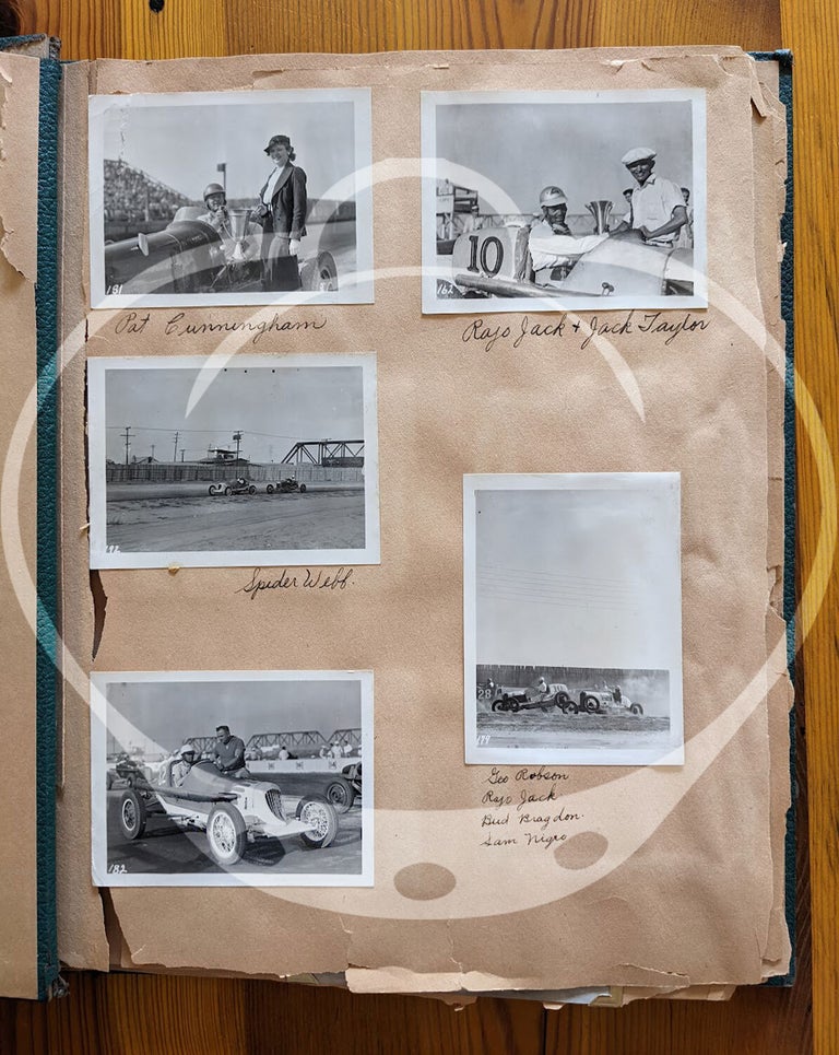 Archive of 63 original photographs relating to Southern California Midget Auto Racing and African American driver Rajo Jack