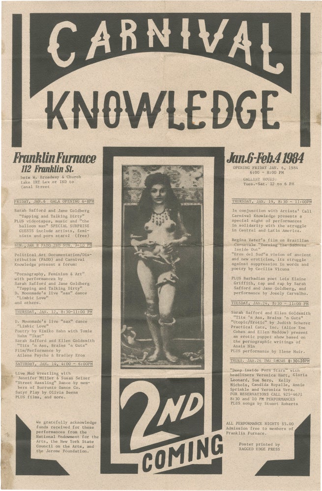 Book #155112] Carnival Knowledge: Original Second Coming exhibition poster, 1984. Carnival...