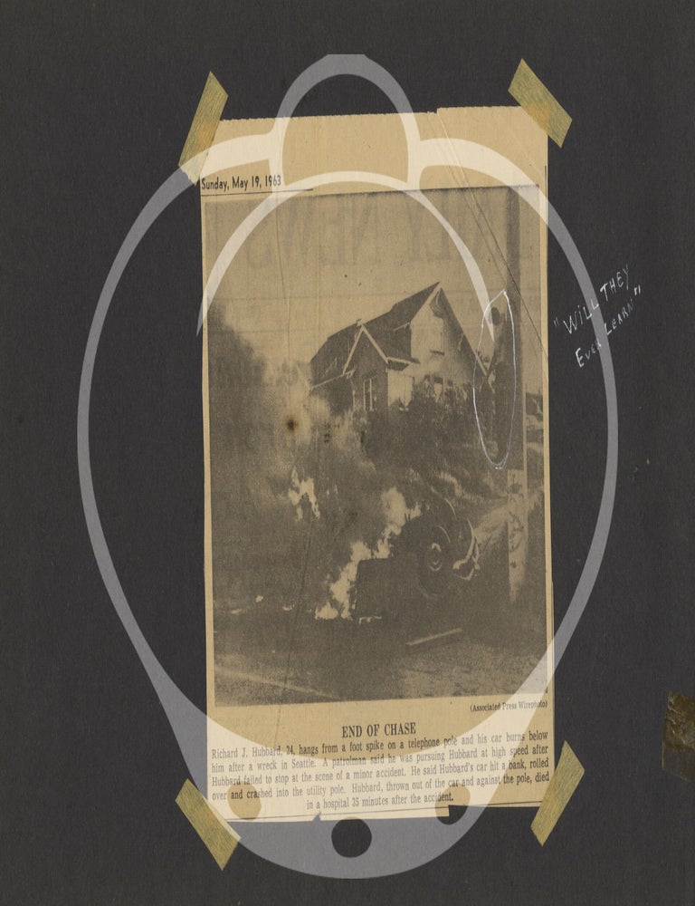 Archive of photographs, newspaper clippings, and ephemera regarding automobiles and automobile accidents, 1963-1966