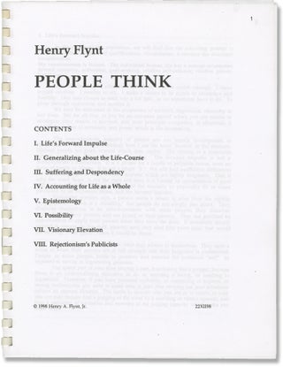 Book #155121] People Think (Original self-published essay, First Edition, 1998). Henry Flynt