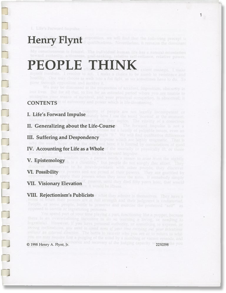 [Book #155121] People Think. Henry Flynt.