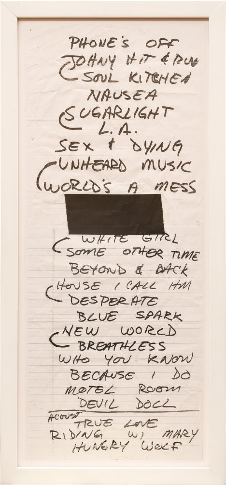 [Book #155193] Original X setlist, circa 1983. Punk music, X, Exene Cervenka John Doe, D. J. Bonebrake, Billy Zoom, subject.