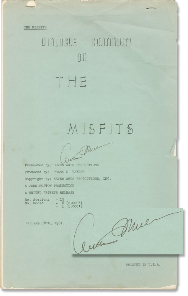 [Book #155203] The Misfits. John Huston, Arthur Miller, Marilyn Monroe Clark Gable, Montgomery Clift, director, screenwriter, starring.