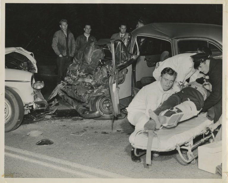 [Book #155462] Original archive of photographs and ephemera belonging to an ambulance driver in Southern California, 1951-1952. Automobile accidents, Lew Nichols, photographer.