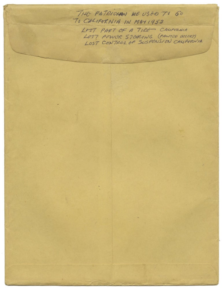 Collection of 13 original photographs of a Packard 200, documenting the car's performance during a road trip to California
