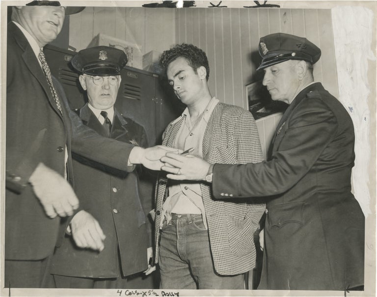 [Book #155607] Archive of of five original oversize photographs of Frank Avilez, the San Francisco "Black-Gloved Rapist," 1947. Frank Avilez, subject.