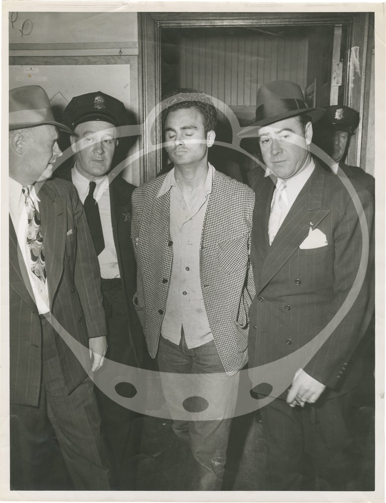 Archive of of five original oversize photographs of Frank Avilez, the San Francisco "Black-Gloved Rapist," 1947