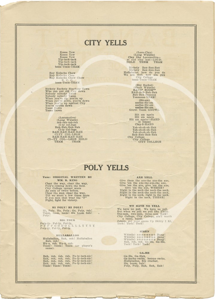 Original program for a 1925 Baltimore City College vs. Baltimore Polytechnic Institute football game