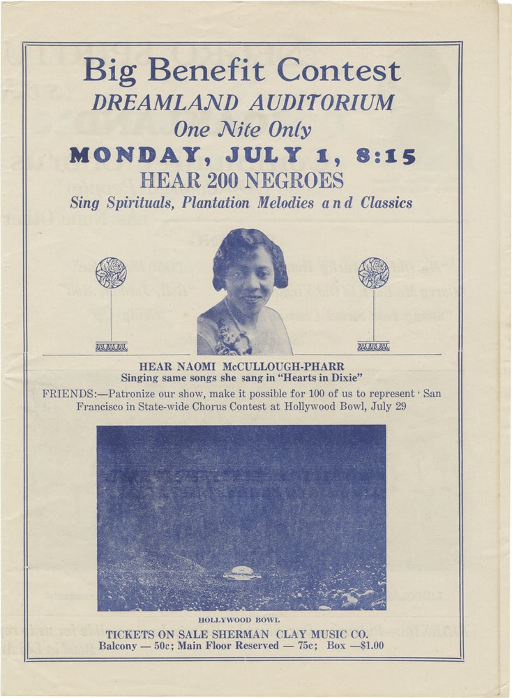 Book #155758] Original flyer for a benefit performance contest by the Oakland Community Chorus...