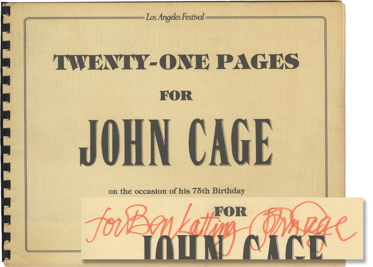 Twenty-One [21] Pages for John Cage on the occasion of his 75th Birthday (Limited Edition,...