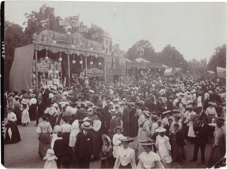 [Book #156361] Two original photographs of Bioscope shows at the St. Giles Fair in Oxford. Henry Taunt, photographer.