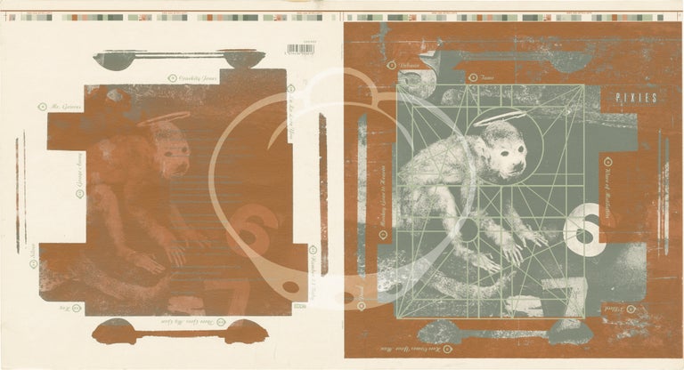 Three alternate artwork proof designs for the 1989 album Doolittle by the Pixies