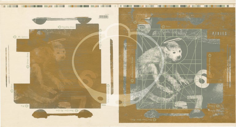 Three alternate artwork proof designs for the 1989 album Doolittle by the Pixies