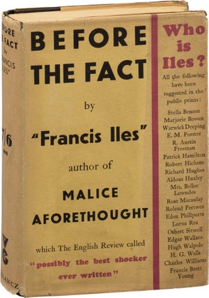 Book #156657] Before the Fact (First UK Edition). Anthony Berkeley, Francis Iles