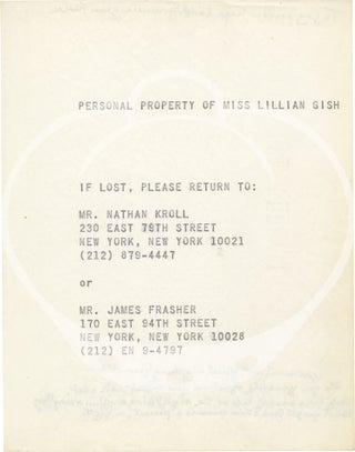 Archive of material relating to actress Lillian Gish, including Gish's portable typewriter, two original manuscripts for her 1969 book "The Movies, Mr. Griffith, and Me," and various ephemera
