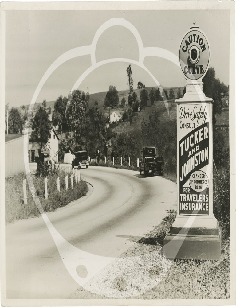 Archive of 26 original mid-Atlantic roadside alert signs with advertisements, circa 1930s-1940s
