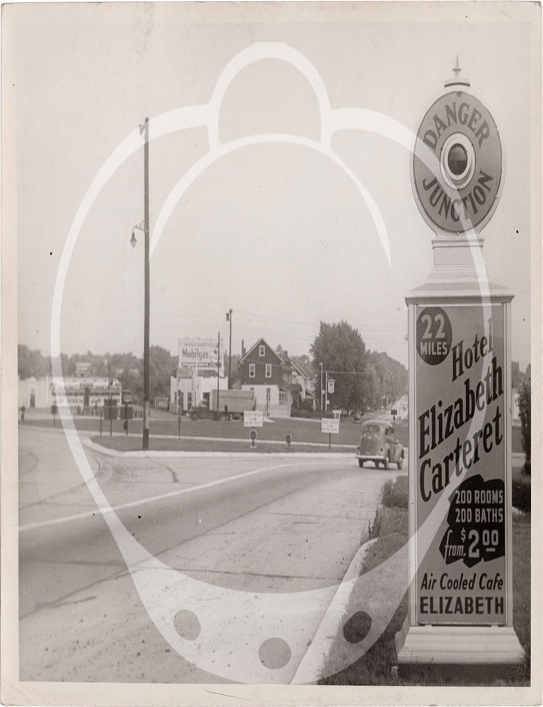 Archive of 26 original mid-Atlantic roadside alert signs with advertisements, circa 1930s-1940s