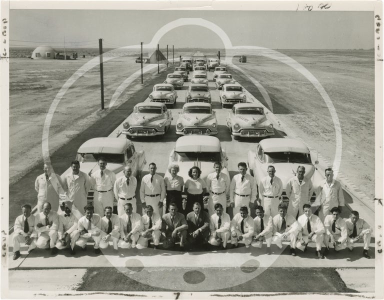 Archive of fifteen original photographs of automobile tire testing by the US Rubber Company, circa 1950s