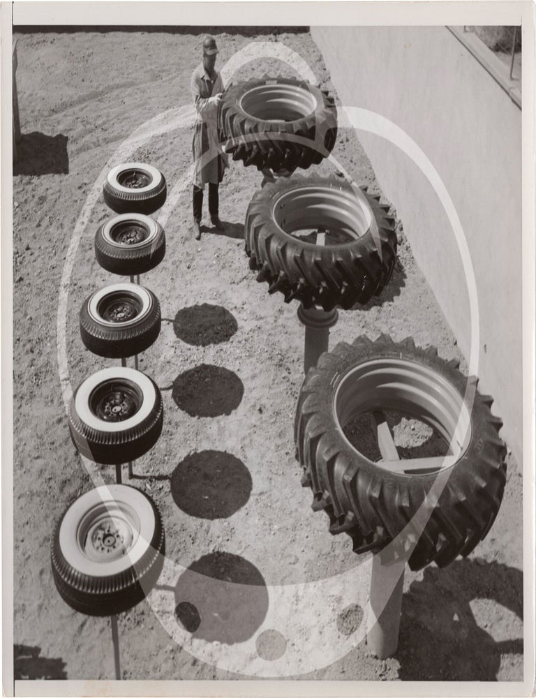 Archive of fifteen original photographs of automobile tire testing by the US Rubber Company, circa 1950s
