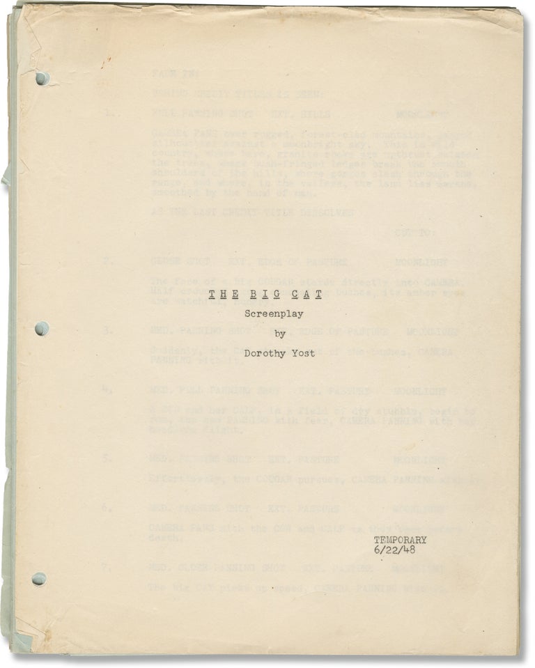 Book #157117] The Big Cat (Original screenplay for the 1949 film). Phil Karlson, Peggy Ann Garner...