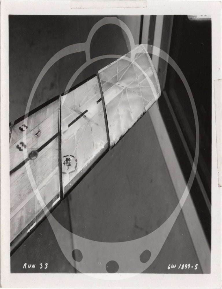 Archive of 46 original vernacular photographs of a model airliner in wind tunnel tests
