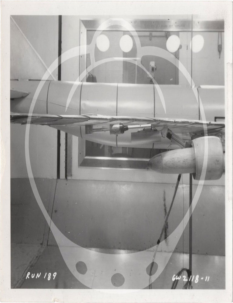 Archive of 46 original vernacular photographs of a model airliner in wind tunnel tests